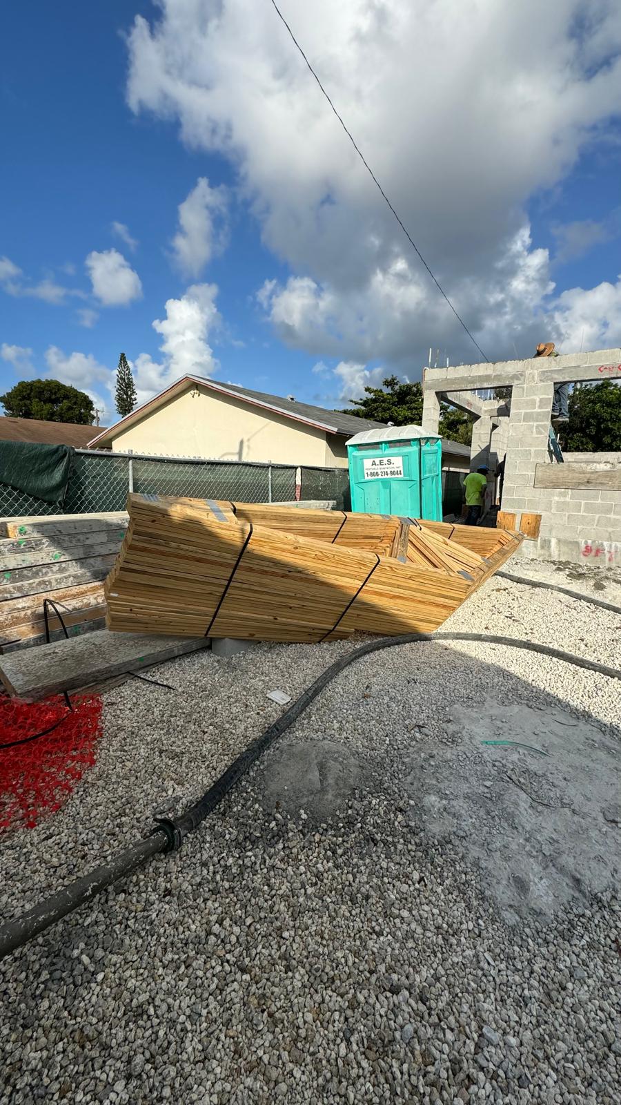 BCL Group1 house under construction with block structure and on-site materials